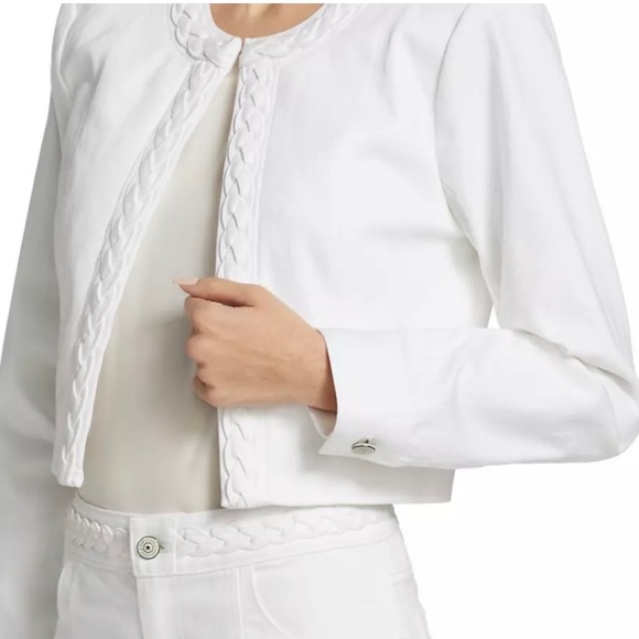 🆕 Cinq à Sept Ayala Braided Stretch Denim Crop Jacket - Picture 5 of 17